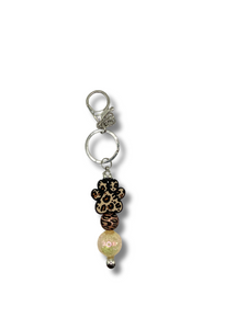 Brown Leopard Print Dog Paw Keychain